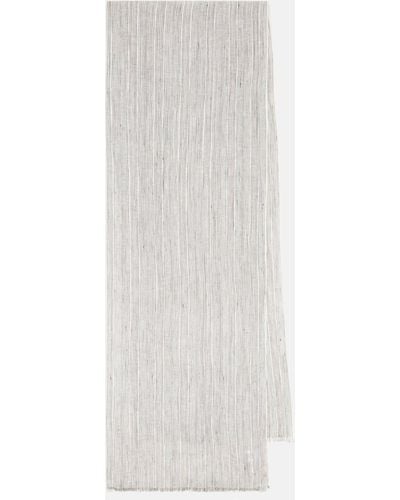 Brunello Cucinelli Striped Linen-blend Scarf - White