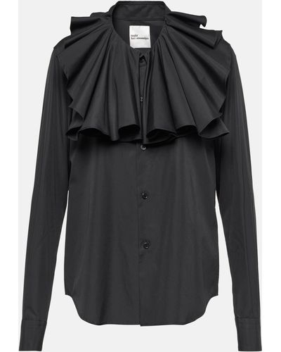 Noir Kei Ninomiya Ruffled Cotton Shirt - Black
