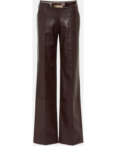 AYA MUSE Faux Leather Wide-leg Pants - Brown
