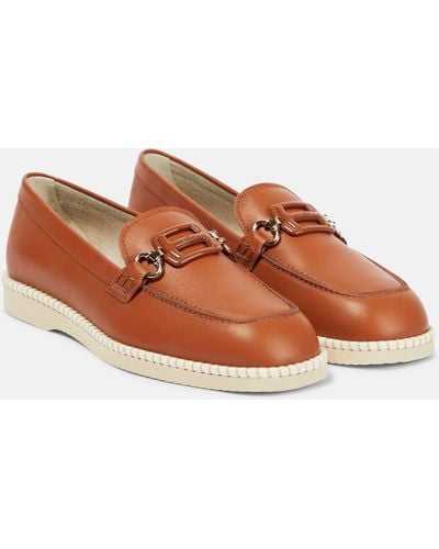 Hogan H642 Leather Loafers - Brown