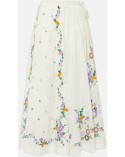 ALÉMAIS Willa Embroidered Cotton Maxi Skirt - White