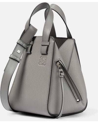 Loewe Hammock Compact Leather Tote Bag - Grey