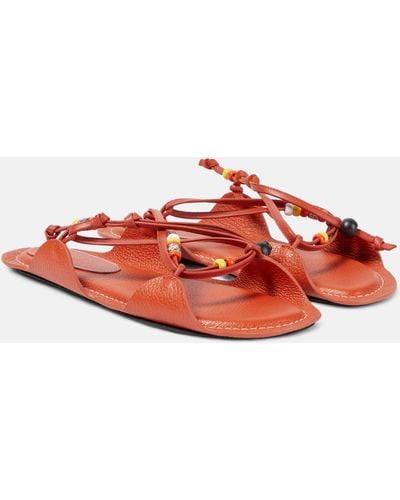 Marni X No Vacancy Inn Beaded Leather Sandals - Red