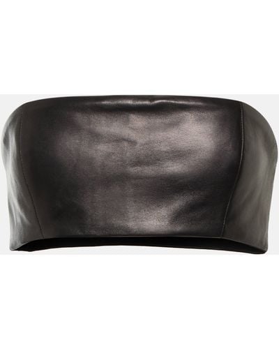 Monot Leather Bandeau Crop Top - Black