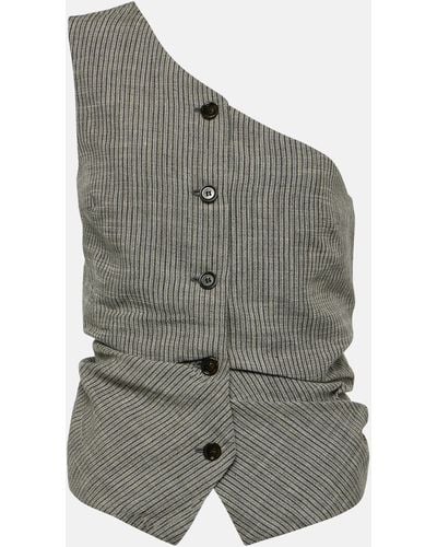 Acne Studios One-shoulder Linen-blend Vest - Grey