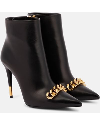 Tom Ford Chain Leather Ankle Boots - Black