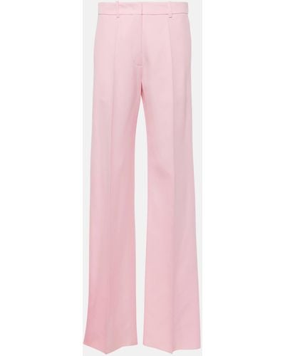 Valentino Wool And Silk Wide-leg Pants - Pink