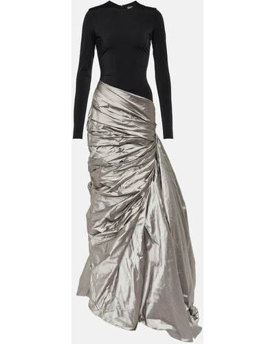 Rasario Draped Silk-blend Maxi Gown - Metallic