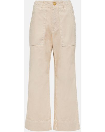 Velvet Mya Cropped Cotton Wide-leg Pants - Natural