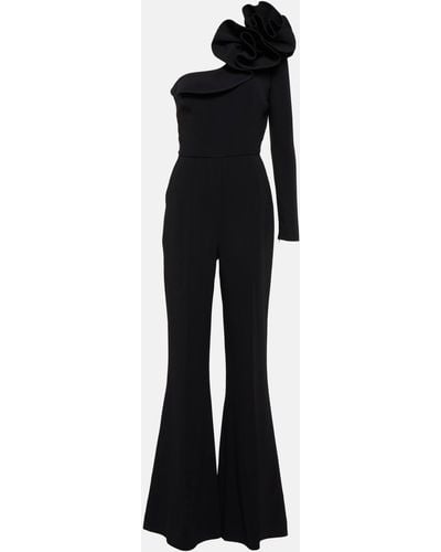 Elie Saab Floral One-shoulder Jumpsuit - Black