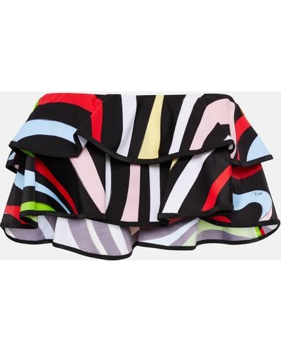 Emilio Pucci Flounced Print Bikini Top Beachwear - Multicolour