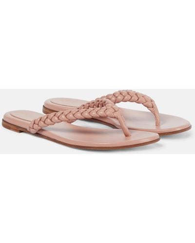 Gianvito Rossi Tropea Leather Thong Sandals - Pink