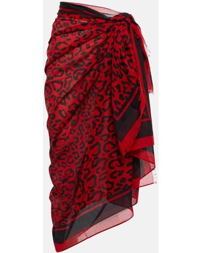 Dolce & Gabbana Leopard-print Cotton Cover-up - Red
