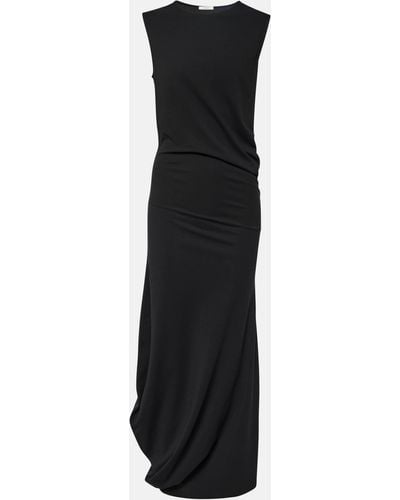 Lemaire Gathered Cotton Jersey Midi Dress - Black