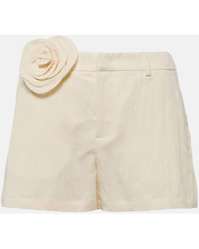 Blumarine Low-rise Floral-applique Shorts - Natural