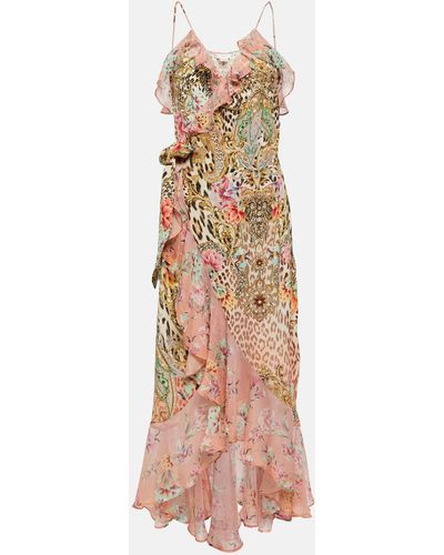 Camilla Queen Atlantis Printed Silk Wrap Dress - Pink