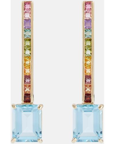 Mateo 14kt Gold Earrings With Topaz And Sapphires - Blue