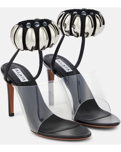 Alaïa Embellished Leather And Pu Sandals - Black