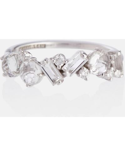 Suzanne Kalan Amalfi 14kt White Gold Ring With Diamonds And Topaz