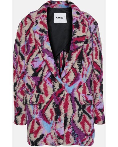 Isabel Marant Intarsia Wool-blend Jacket - Purple