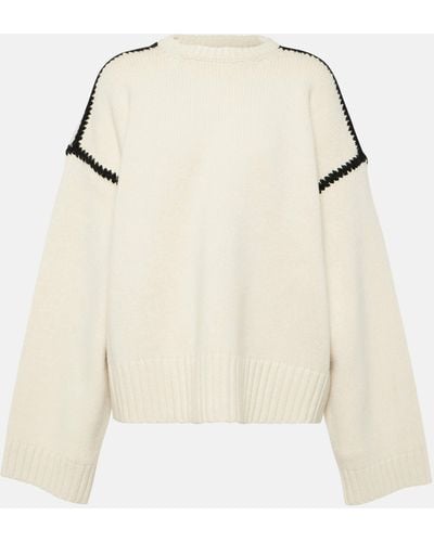 Totême Embroidered Wool And Cashmere Sweater - Natural