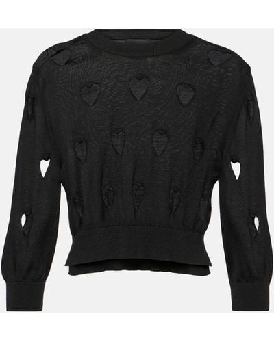 Simone Rocha Love Heart Cutout Wool And Silk Sweater - Black