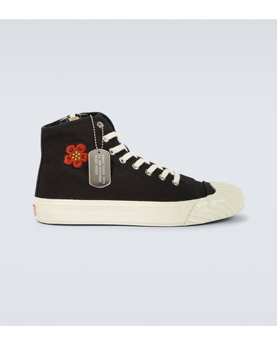 KENZO School Canvas High-top Sneakers - Black