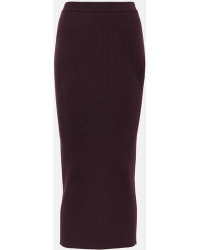 Alexander McQueen Ribbed-knit Wool-blend Midi Skirt - Purple