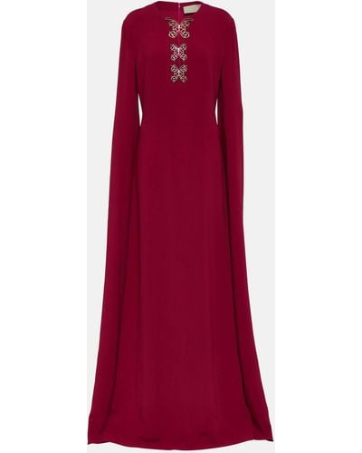 Elie Saab Embellished Crepe Gown - Red