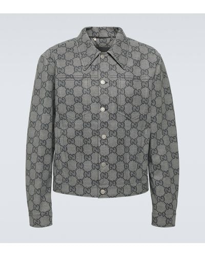 Gucci GG Leather Jacket - Grey