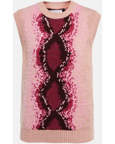 Barrie Jacquard Cashmere And Cotton Vest - Red