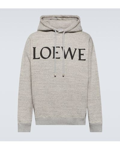 Loewe Logo Cotton Jersey Hoodie - Grey