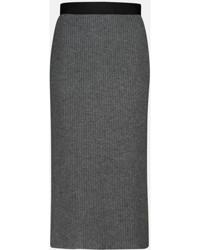 Moncler Wool And Cashmere Midi Skirt - Grey