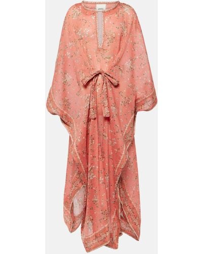 Isabel Marant Amira Printed Cotton And Silk Maxi Dress - Pink