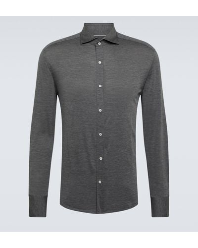 Brunello Cucinelli Silk And Cotton Shirt - Grey