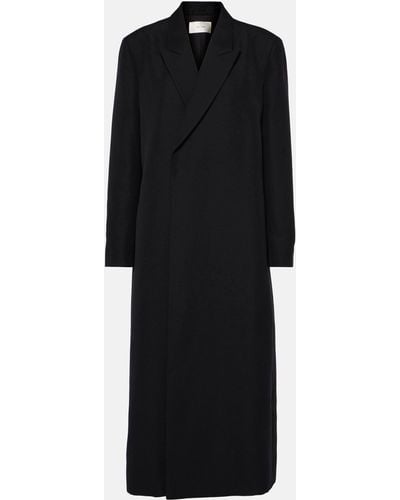 The Row Cassiopea Oversized Grain De Poudre Wool And Mohair-blend Coat - Black