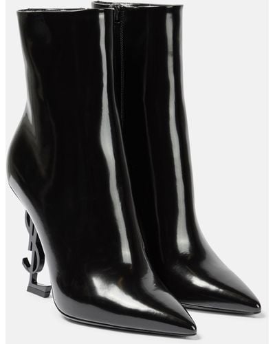 Saint Laurent Sleek Leather Opyum Boots - Black