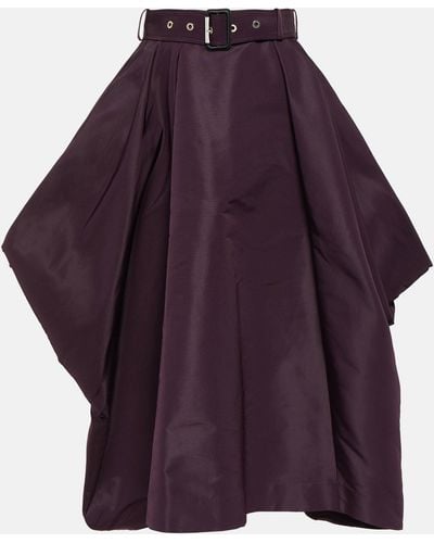 Alexander McQueen Draped Faille Midi Skirt - Purple