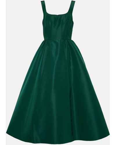 Carolina Herrera Square-neck Silk-faille Midi Dress - Green