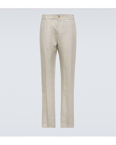 Etro Linen Straight Pants - Natural