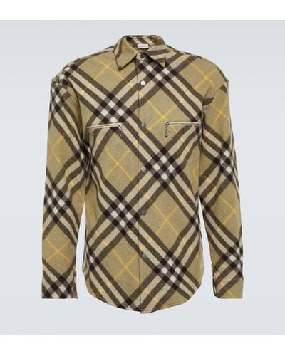 Burberry Check Wool-blend Shirt Jacket - Metallic