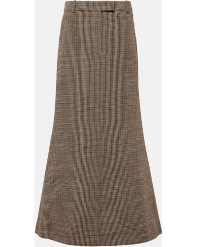 Acne Studios Checked Linen-blend Maxi Skirt - Brown