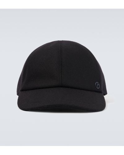 Giorgio Armani Wool And Cashmere-blend Baseball Cap - Black