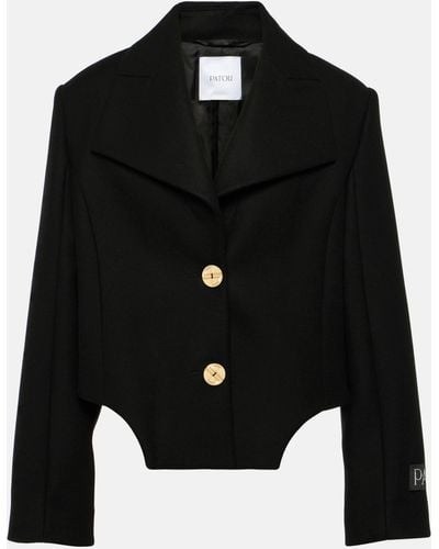 Patou Cropped Wool-blend Jacket - Black