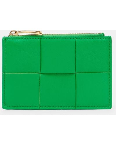 Bottega Veneta Intrecciato Leather Card Holder - Green