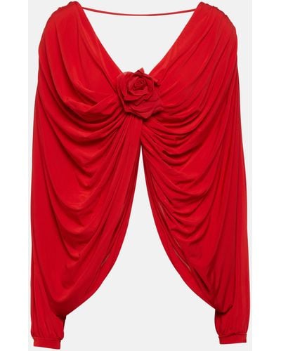 GIUSEPPE DI MORABITO Floral-applique Draped Jersey Top - Red