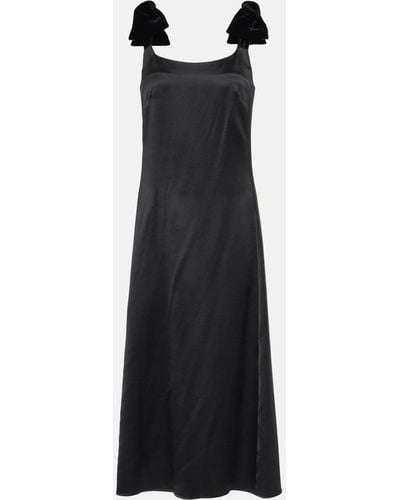 Chloé Bow-detail Wool And Silk Midi Dress - Black