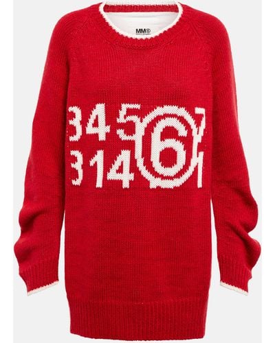 MM6 by Maison Martin Margiela Logo Cotton-blend Sweater - Red
