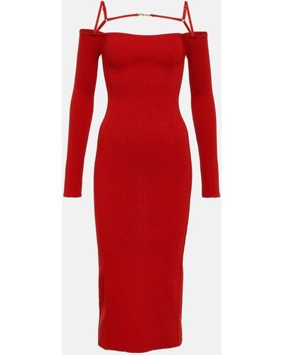 Jacquemus Sierra Viscose-blend Knit Midi Dress - Red