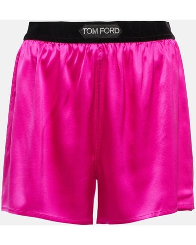 Tom Ford High-rise Silk-blend Satin Shorts - Pink